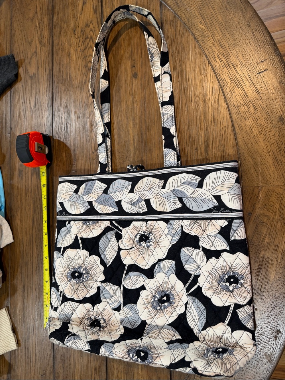 Vera Bradley Black & Cream Floral Quilted Tote - Picture 2 of 11